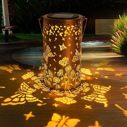 ANYTALK Butterfly Solar Lanterns Outdoor Waterproof, Birthday Gifts for Women Mom Grandma, Hanging Solar Lights for Yard, Patio, Porch, Garden Decor, Christmas Gifts for Her/Him by ANYTALK