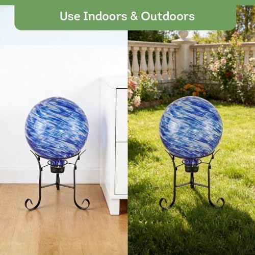 Lily's Home Glass Gazing Ball, A Colorful Addition to Any Garden or Home, Ideal As a Housewarming Gift. 10 Inch (Calming Water) - Image 6