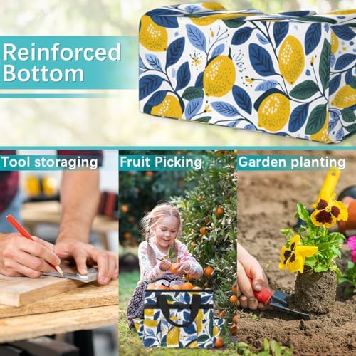Lemon Style Garden Tool Bag Tote for Men Women Multiple Pockets Wide Mouth Heavy Duty Waterproof Tool Organizer Bag for Outdoor Lawn Yard Portable Gardening Storage With Elasticbands - Image 6