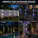 Herzila 6 Pack Solar Fence Lights Outdoor, RGBW Solar Wall Lights Waterproof Top and Bottom Lighting Solar Powered for Garden/Pool Cage/Patio/Wall (2 Installation Modes) - Image 4