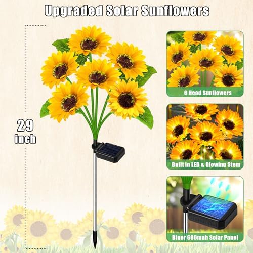 Solar Sunflower Lights 4 Pack 24 Flowers Gift for Mom - Image 4