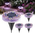 4ps/8ps Solar Mosaic Disk Lights, Outdoor Waterproof LED Ground Lights, Decorative Solar Pathway Lights for Garden, Patio, Walkway, Yard and Driveway (8, Purple) by Unknown