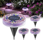 4ps/8ps Solar Mosaic Disk Lights, Outdoor Waterproof LED Ground Lights, Decorative Solar Pathway Lights for Garden, Patio, Walkway, Yard and Driveway (8, Purple) by Unknown