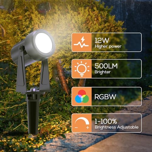 SUNTHIN 4 Pack Outdoor RGBW Landscape Lights, Color Changing Spot Uplights - Image 3