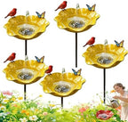Flower Garden Stake Metal Bird Bath with Bee Watering Station, 3 in 1 Handmade Pollinator Feeder for Outdoor Yard Decor(Yellow,3) by Unknown