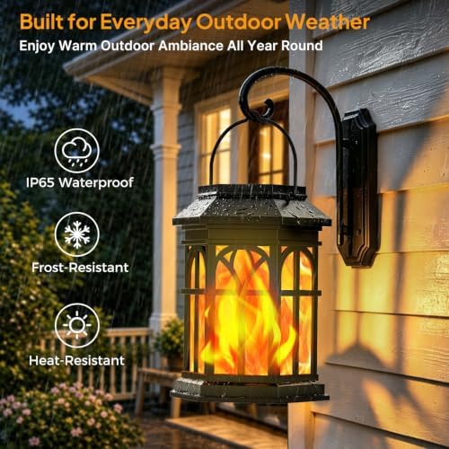 TomCare Solar Lanterns Outdoor, Flickering Flame Hanging Lights, 4 Pack - Image 5