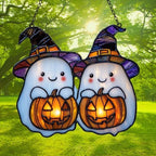 Cute Witch Ghost and Pumpkin Acrylic Suncatcher - Image 3