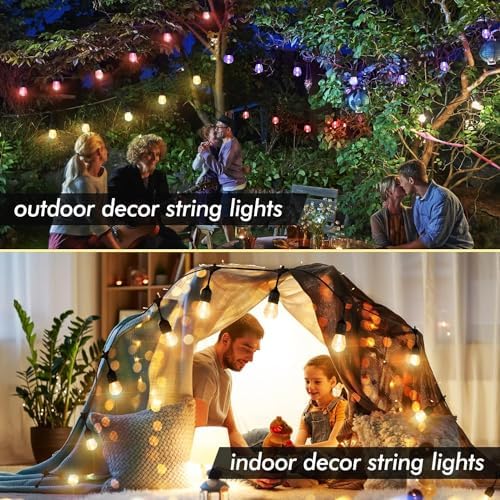 Auroraworld 48FT RGB Outdoor String Lights – Dimmable Patio Lights with Remote & Shatterproof Bulbs for Porch, Balcony & Garden Parties - Image 4