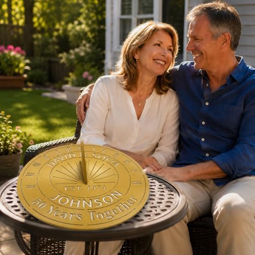 Personalized 50th Anniversary Sundial Gifts for Couples, Custom Sundial Wedding Gifts,Custom Calibrated Metal Sundial Sign for 30th, 40th, 60th, 70th Anniversary - Image 2