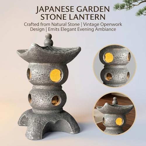 Pagoda Garden Statue - Grey Resin Pagoda Statue with Zen Ambiance, Water-Resistant Outdoor Decor for Patio, Yard, Landscape - Image 5
