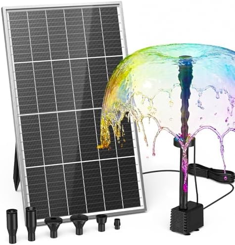 AMZtime 20W DIY Solar Fountain with Lights & Built-in 4000mAh Battery by AMZtime-NaturalCreativity