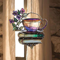 Bookish Tea Cup Acrylic Suncatcher - Faux Stained Glass Indoor Window Hanging Ornament, Outdoor Sun Catcher Panel, Home Decor Gift for Book Lovers by Unknown