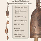 Handmade Rustic Vintage Farmhouse Decorative Bells, Hanging Witches Bells for Protection, Cow Bell Wind Chime for Outdoor, Door Knob Bell Door for Opening, Witchcraft Christmas Wreaths Ornament - Image 3