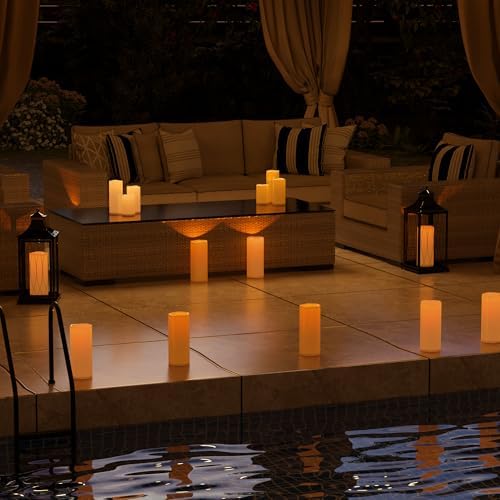 12" x 5" Ivory Large Waterproof Outdoor Flameless Candles Battery Operated LED Flickering Pillar Candles with Remote and Timer for Indoor Outdoor Lanterns, Long Lasting, Set of 2 - Image 3