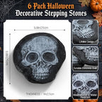 Landical 6 Pack Halloween Decorative Stepping Stones for Garden,Skull - Image 2