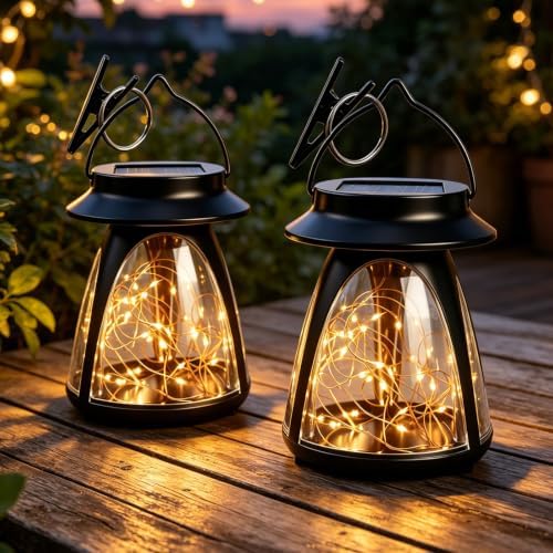 2 Pack Solar Lantern Outdoor Waterproof Hanging Lights with Clip by Unknown