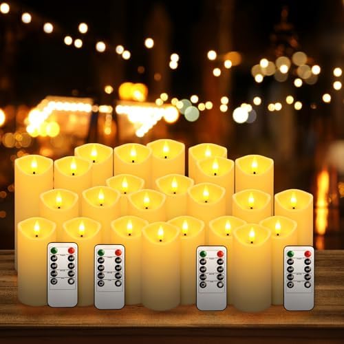 72 Pack Christmas Decoration Flickering Flameless Candles, Battery Operated Candles,Waterproof Outdoor LED Pillar Candles for Home ,Wedding,Halloween,Birthday,Valentine'sDay (D2.2 xH 5" 6" 7" Ivory) - Image 2