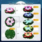 VIHOSE 16 Pcs 16 pcs Large Solar Floating Lotus Lights Lily pad for Pond - Image 2