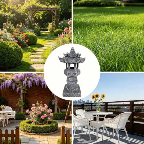 Japanese Zen Resin Pagoda Lantern - Solar-Powered Waterproof Garden Sculptu - Image 4