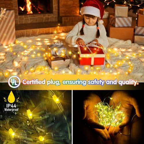 KNONEW 203FT 600LED Green Wire Outdoor Fairy Lights Plug in Warm White Xmas - Image 3