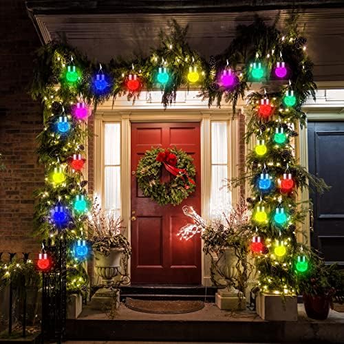 Solar Lights Outdoor Hanging Decorative Globe 24 Pack, Waterproof Solar Lantern with Handle and Clip, Solar Powered Glass Ball Lights for Garden Yard Fence Tree Umbrella Holiday Décor, Color Changing - Image 7