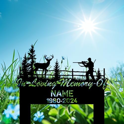 Personalized Hunter Grave Marker in Loving Memory Hunting Dad Memorial Garden Stake 8-24 inch Hunter Dad Loss Gift, Hunter Memorial Gift Loss of Loved One (in Loving Memory Hunting Dad) - Image 4