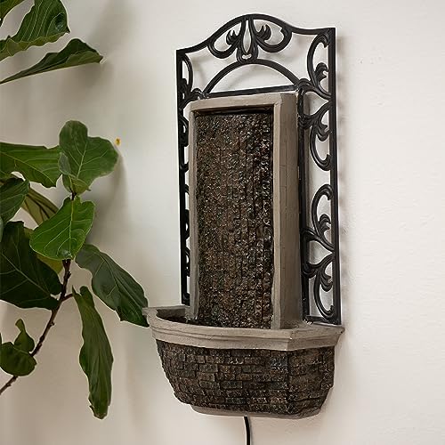 XBrand 30.31 in. H Stone and Black Polyresin Metal Wall-Mounted Waterfall Fountain with Pump for Indoor Outdoor Home, Patio and Garden Art Centerpiece - Image 3