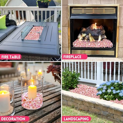 GasSaf 1/4 Inch Rose Gold Fire Glass Reflective Tempered Fireglass, 20 lb - Image 4