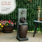 Alpine Corporation TZL388 32" 3 Tier Jar Fountain with LED Lights, Elegant Outdoor Water Feature for Garden, Patio, Backyard, Home Décor, Ceramic Water Fountain & Landscape Decorations, Gray - Image 4