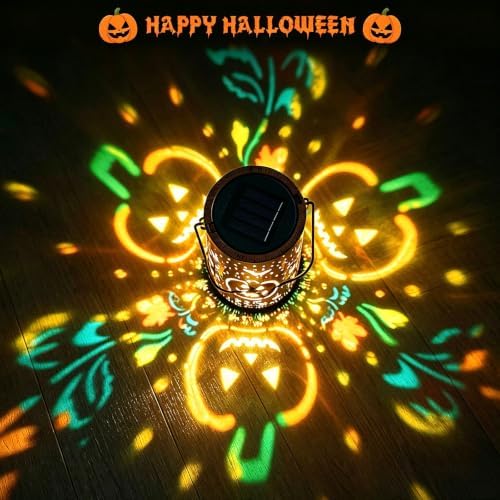 Halloween Decorations Outdoor, Waterproof Solar Pumpkin Lanterns, Hanging Solar Lights Metal Garden Decor for Halloween Party Yard Patio Backyard Porch - Image 6