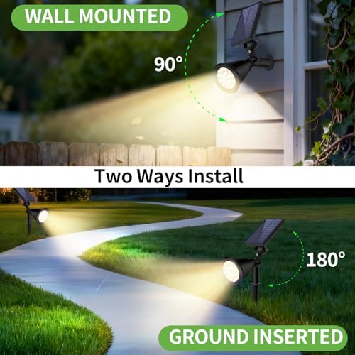 Solar Spot Lights Outdoor Waterproof, 18 LED Solar Powered Landscape Lighting Low Voltage Auto On/Off for Garden, Yard, Tree, Flag, Wall, Pathway, 4 Pack - Image 4