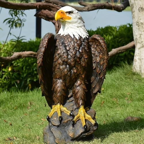 Patriotic Bald Eagle Garden Statue, 24.4" Tall Large Standing American Eagle Sculpture for Yard Decor, Hand-Painted Bird Art Lifelike Animal Figurine Themed Ornament for Gifts - Image 5