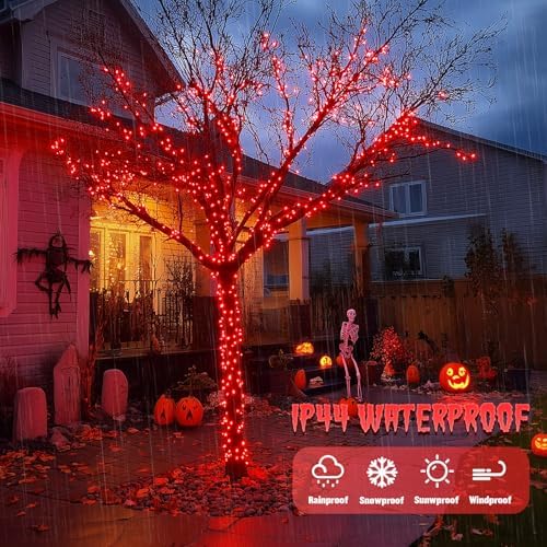 JMEXSUSS 4 Pack Solar Fairy Lights, 100 LED 33FT Red Halloween Lights - Image 5