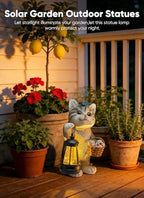 Brightown Solar Cat Garden Decor Statue with Solar Lantern Light, Hand-Painted Resin, IP65 Waterproof Outdoor Decor for Patio, Balcony & Yard Decorations, Unique Mothers Day Gifts for Mom Women - Image 3