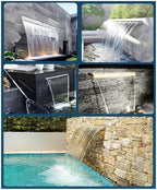 Modern Outdoor Water Fountain - 35in Wall Spout Waterfall Spillway for Garden & Patio, Elegant Pool Decor, Relaxing Water Feature with Connector - Image 6