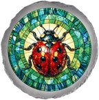 Magnolia Garden 10-Inch Ladybug Stepping Stone - Faux Stained Glass Insect Garden Stone, Weather-Resistant Resin Pathway Accent, Whimsical Red Beetle Outdoor Yard Decor & Walkway Plaque by DicksonsGifts