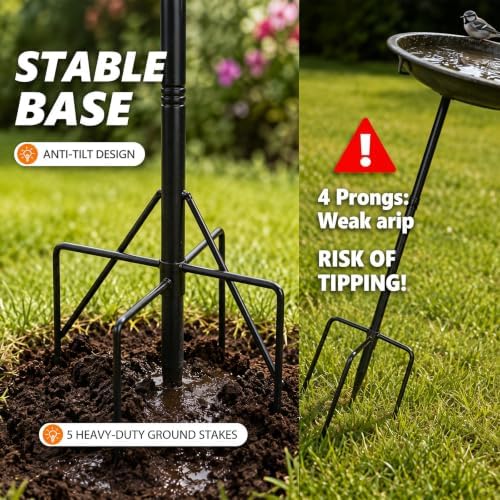 SiliFine 3" Deep 43" Tall Metal Bird Bath for Outside - Image 3