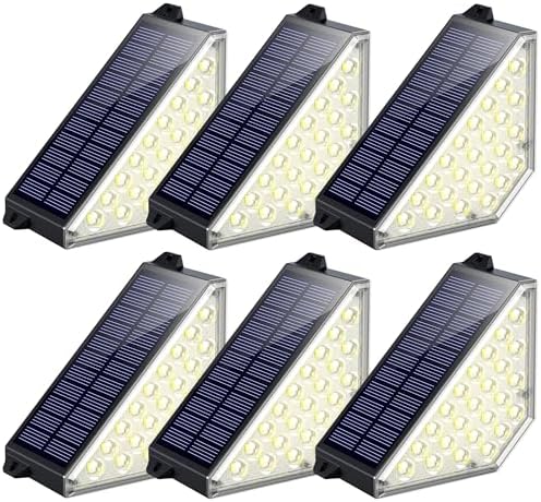 TECKNET Solar Step Lights for Outside, Warm White Solar Stair Lights 6 Pack by Tecknet