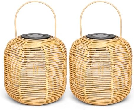 HPC Decor 2 PK Solar Lanterns-Outdoor Lanterns Waterproof, Rattan Solar Lights, Hanging Solar Lanterns Outdoor,Solar Lamp Lights,Decoration Lights for Garden,Patio,Porch,Trees,Pathway,Outside. - Image 7