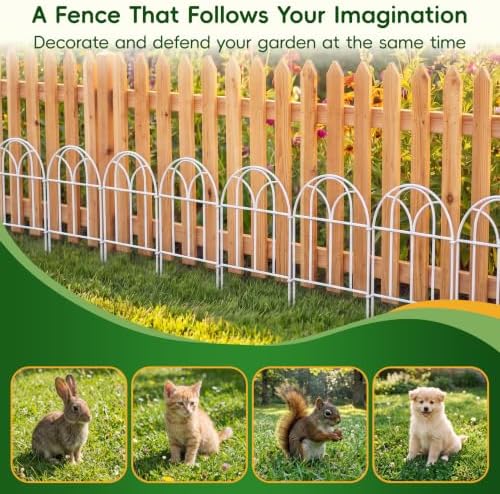 White Garden Fence Panels - 30.33ft x 17in (H) Garden Fence Animal Barrier Metal Fencing for Yard Decorative Garden Border Edging for Dogs No Dig Dog Fence for Outdoor Decor Flower Bed - Image 5