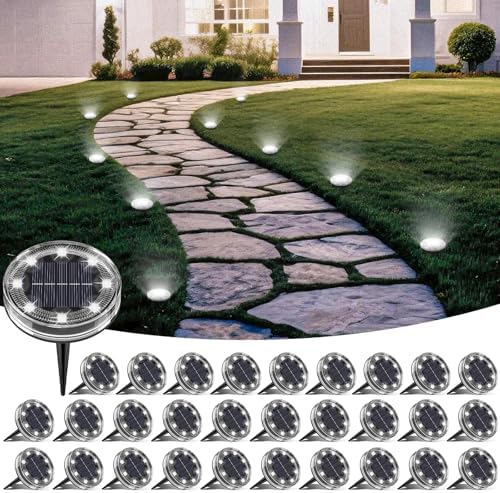 LOTMOS 30 Pack Solar Ground Lights, Solar Lights Outdoor Waterproof IP68 by LOTMOS