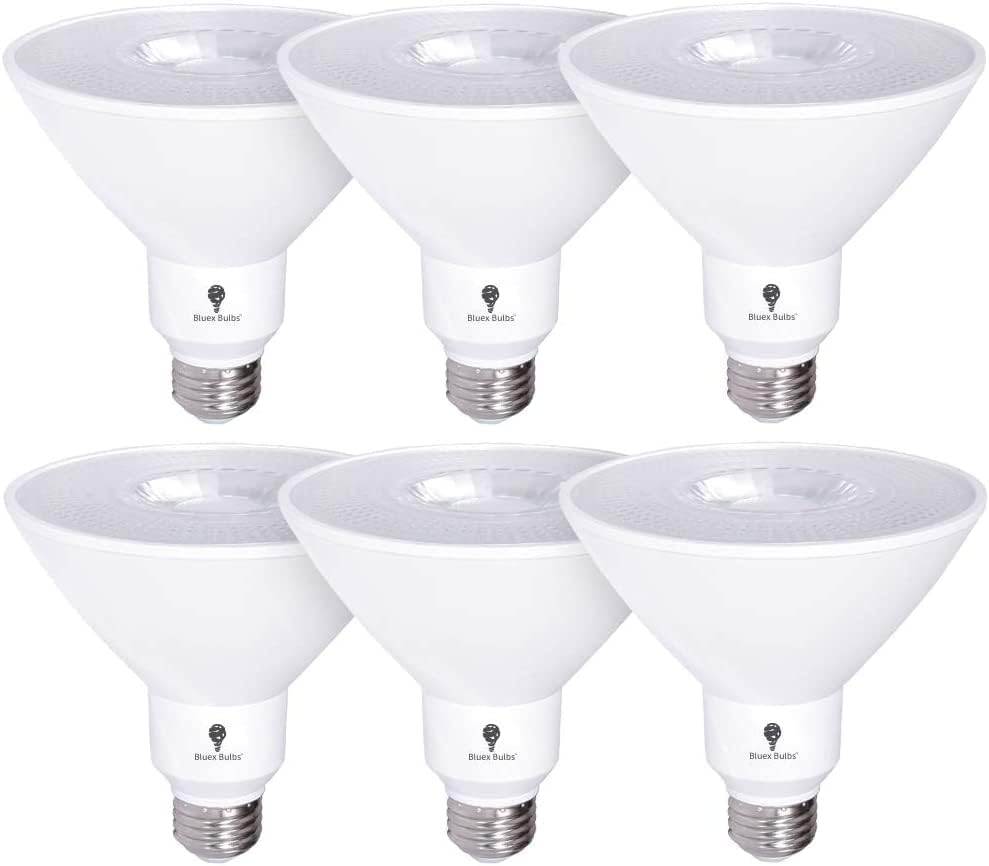 6 Pack High Power Outdoor PAR38 17W 170Watt Equivalent 1700 Lumens LED Dimmable Flood Light Bulb Waterproof E26 4000K Cool White LED Flood Light Bulbs Security Backyard Garage Led Spotlight Bulbs by BluexBulbs