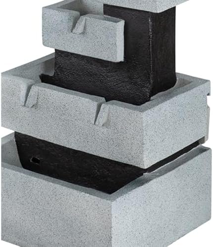 Elegant Multi-Tier Outdoor Water Fountain with LED Lighting for Garden, Patio, and Courtyard Decor (Black+ Gray + Polyresin + Contemporary + Minimalist + Modern) - Image 5