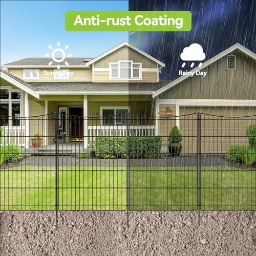INJOPEXI Decorative Garden Fence 6 Panels 13ft(L)×36in(H) Garden Fences with 6 Panels Rustproof Metal Wire No Dig Temporary Animal Barrier Fencing Outdoor Dog Fence for Yard Patio - Without Gate - Image 4