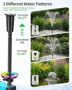POPOSOAP Pond Pump with LED Lights, 660GPH Submersible Pump RGB Pond Filter System with Adjustable Height & Water Flow for Garden Pond Fish Tank Day & Night Pond Decoration -P1104D - Image 5