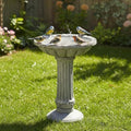 Concrete Bird Bath for Outdoor Garden, 16.5" Fluted Pedestal Birdbath, Fiber-Reinforced Stoneware Column Style Garden Decor, 25 lb Vintage Yard Statue, Light Gray by Unknown