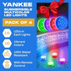Yankee Submersible Pool Lights, Waterproof 15 LED Underwater Lights with Remote, 16 Colors, 3 Flash Modes, Timer, with Suction Cups, Magnet, for Inground Pool (4 pcs) - Image 7