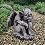 OLOMA Thinking Winged Gargoyle Concrete Garden Statue Stone Beast Sculpture Gothic Outdoor Decor Mythical Monster Lawn Yard Art Handmade Cement Ornament Fantasy Figure - Image 3