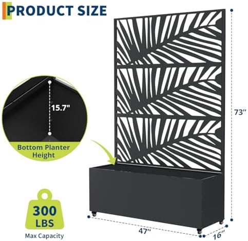 Garvee 71"x47"x16" Metal Planter Box with Trellis for Climbing Plants Vines - Image 6