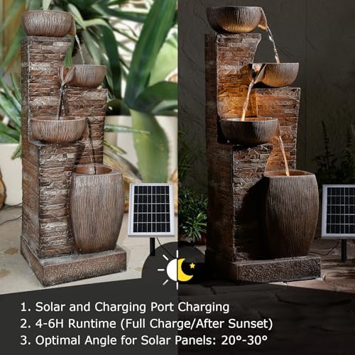 38.2" Tall Solar Powered Water Fountain for Outdoor - Image 5